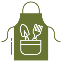 picto tablier et outils de jardinage